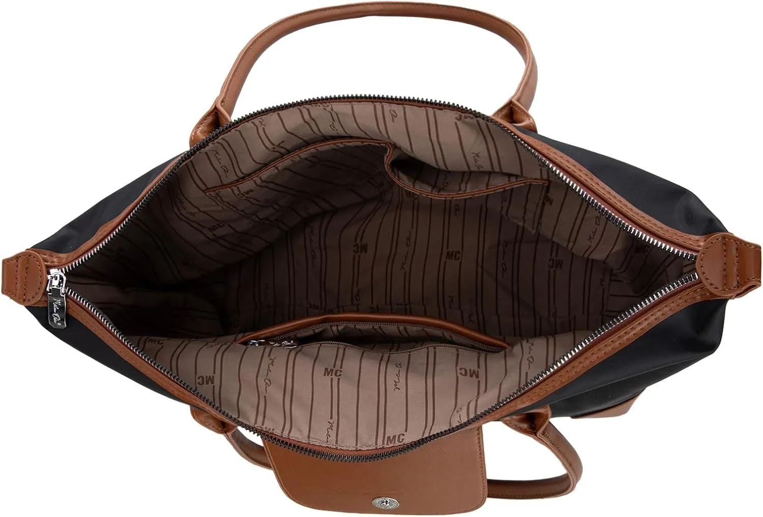 Milan Chiva Nylon Tote Bag for Women Large Shoulder Bag with Zipper Lightweight Foldable Work Tote