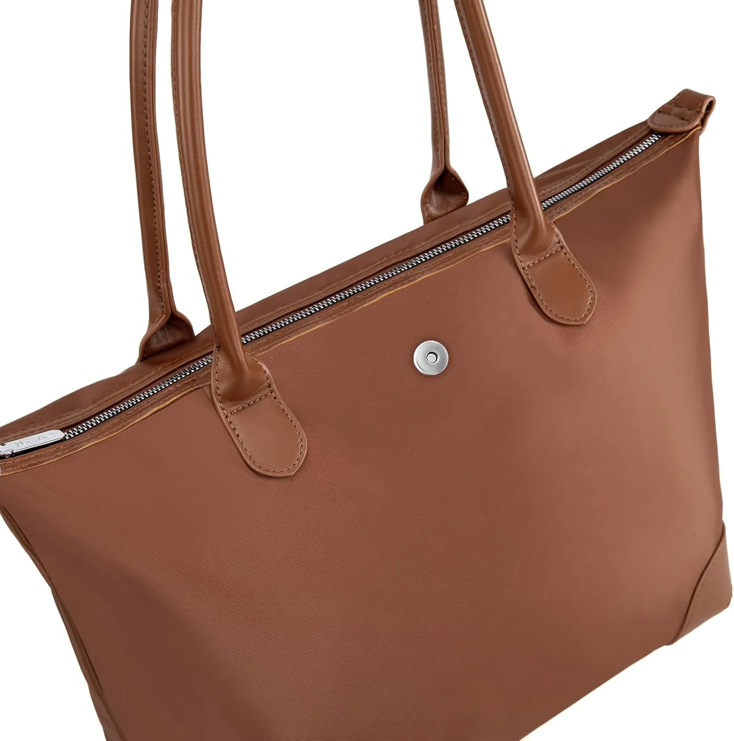 Milan Chiva Nylon Tote Bag for Women Large Shoulder Bag with Zipper Lightweight Foldable Work Tote