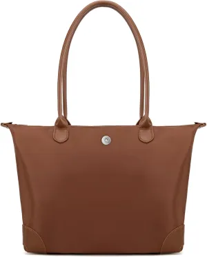 Milan Chiva Nylon Tote Bag for Women Large Shoulder Bag with Zipper Lightweight Foldable Work Tote