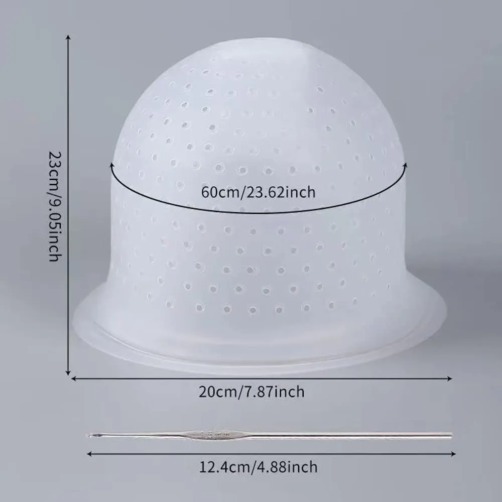 MILANGE Pre-punched Highlight Cap Sets (White and Purple) - Open Holes Reusable Silicone Hair Dye Caps with Hook for Professional Tipping and Home Salon Use