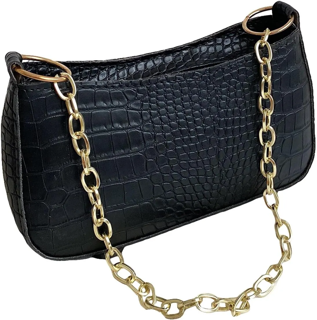 Milumia Women's Crocodile Embossed Chain Linked Shoulder Bag Elegant Clutch Purse