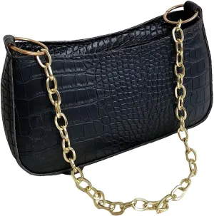 Milumia Women's Crocodile Embossed Chain Linked Shoulder Bag Elegant Clutch Purse