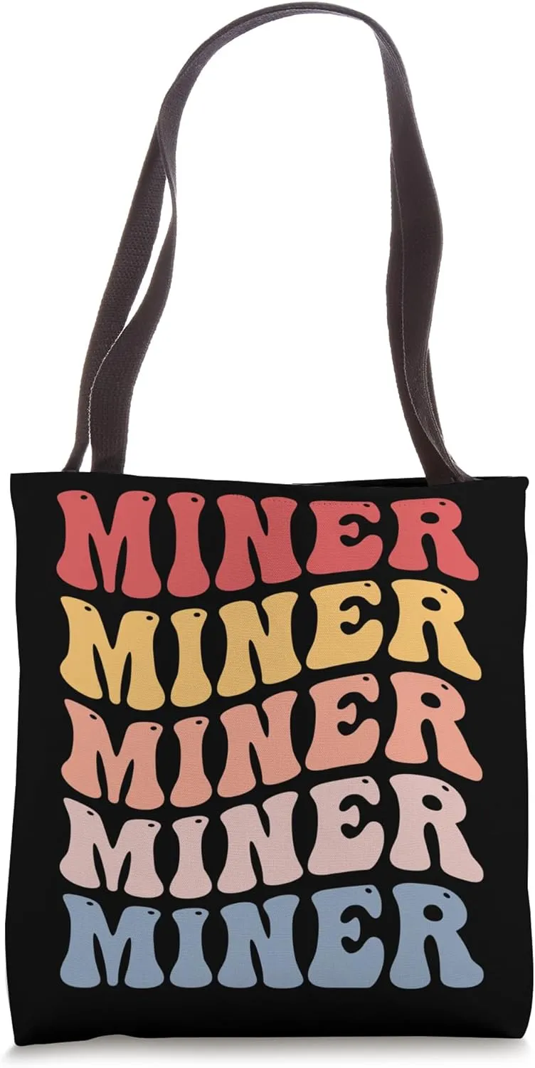 Miner Groovy Retro Tote Bag