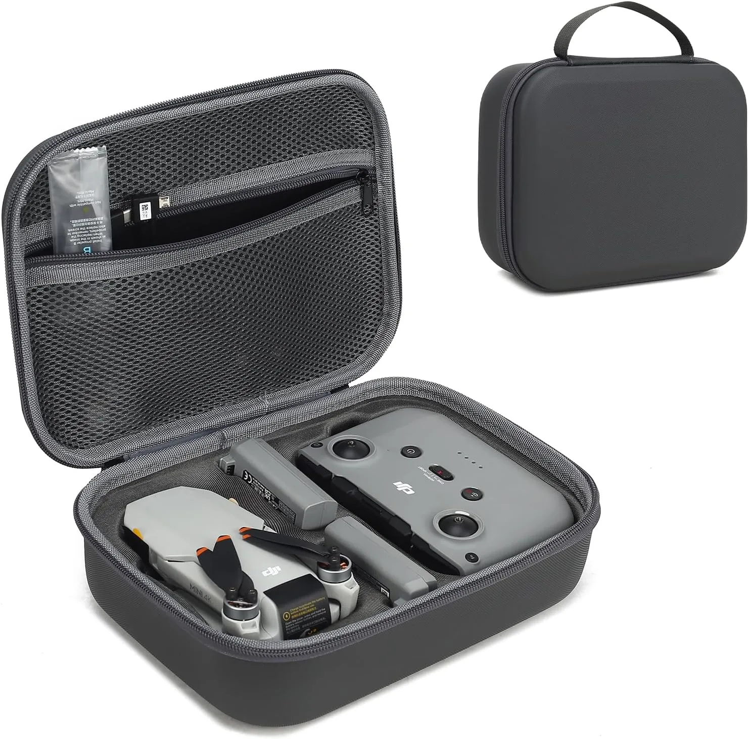 Mini 4K/2 SE/2 Carrying Case, Portable Small Hard Shell Storage Bag for DJI Drone, Controller, Battery and Accessories - Sleek Grey Design