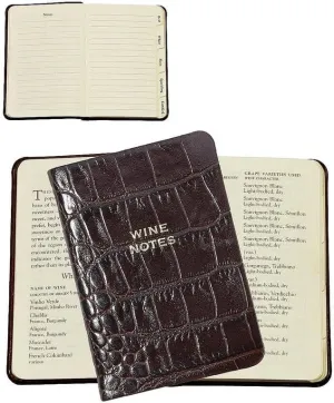 Mini Tabbed Wine Notes in Croco-Brown Calfskin Leather by Graphic Image