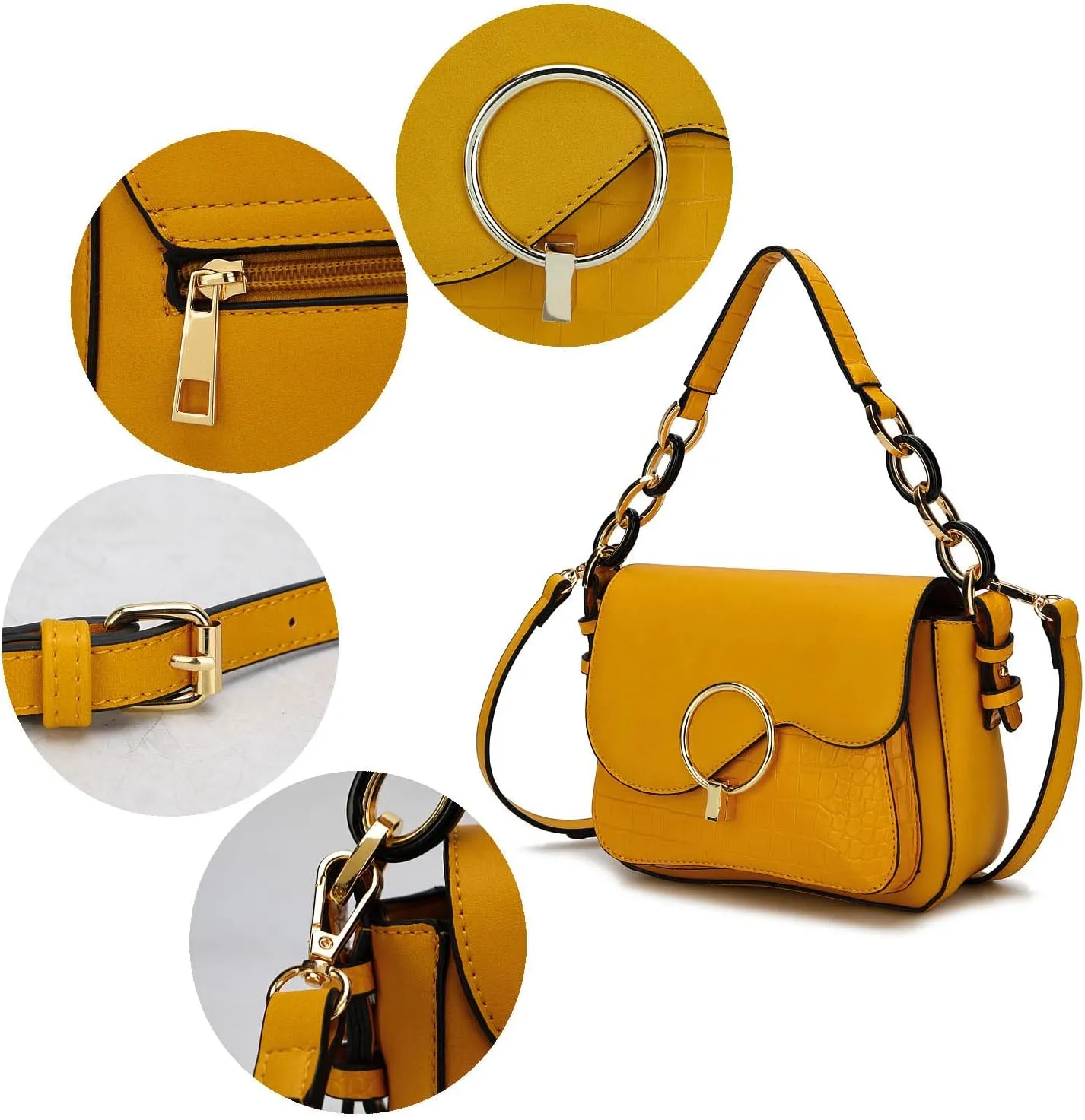 MKF Collection Satchel Bags for Women, Vegan Leather Shoulder bag, Crossbody bag Handbag Purse by Mia K