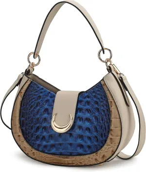 MKF Collection Shoulder Bag for Women, Croco Vegan Leather Hobo Bag Handbag Purse by Mia K