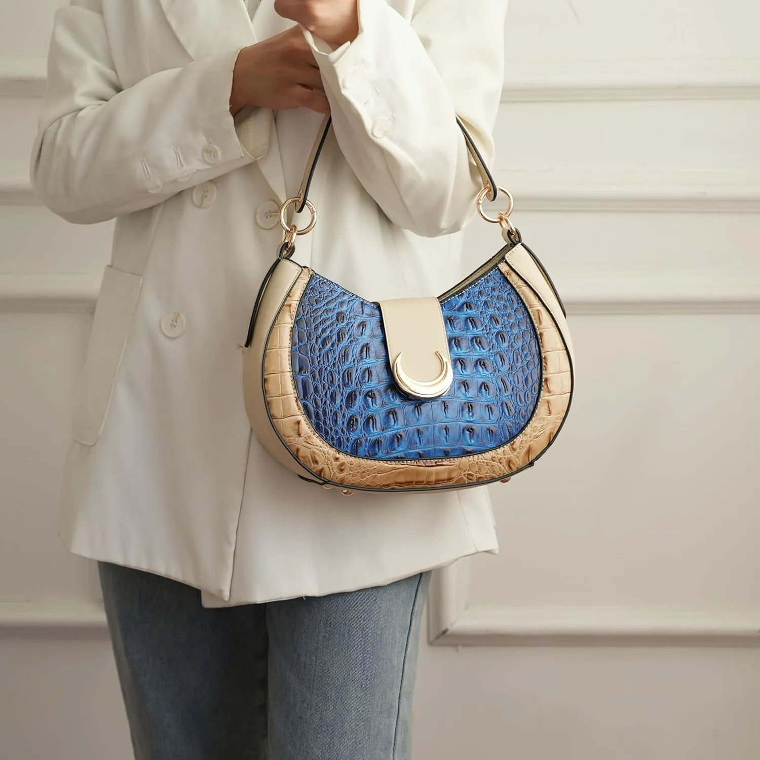 MKF Collection Shoulder Bag for Women, Croco Vegan Leather Hobo Bag Handbag Purse by Mia K