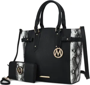 MKF Collection Tote Bag and wallet set, Women’s Snake Embossed Crossbody Bag and Wristlet Handbag Purse by Mia K
