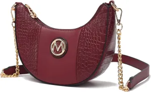 MKF Collection Women’s Crossbody, Croco Embossed Handbag Vegan Leather Chain Strap Shoulder Bag Purse by Mia K