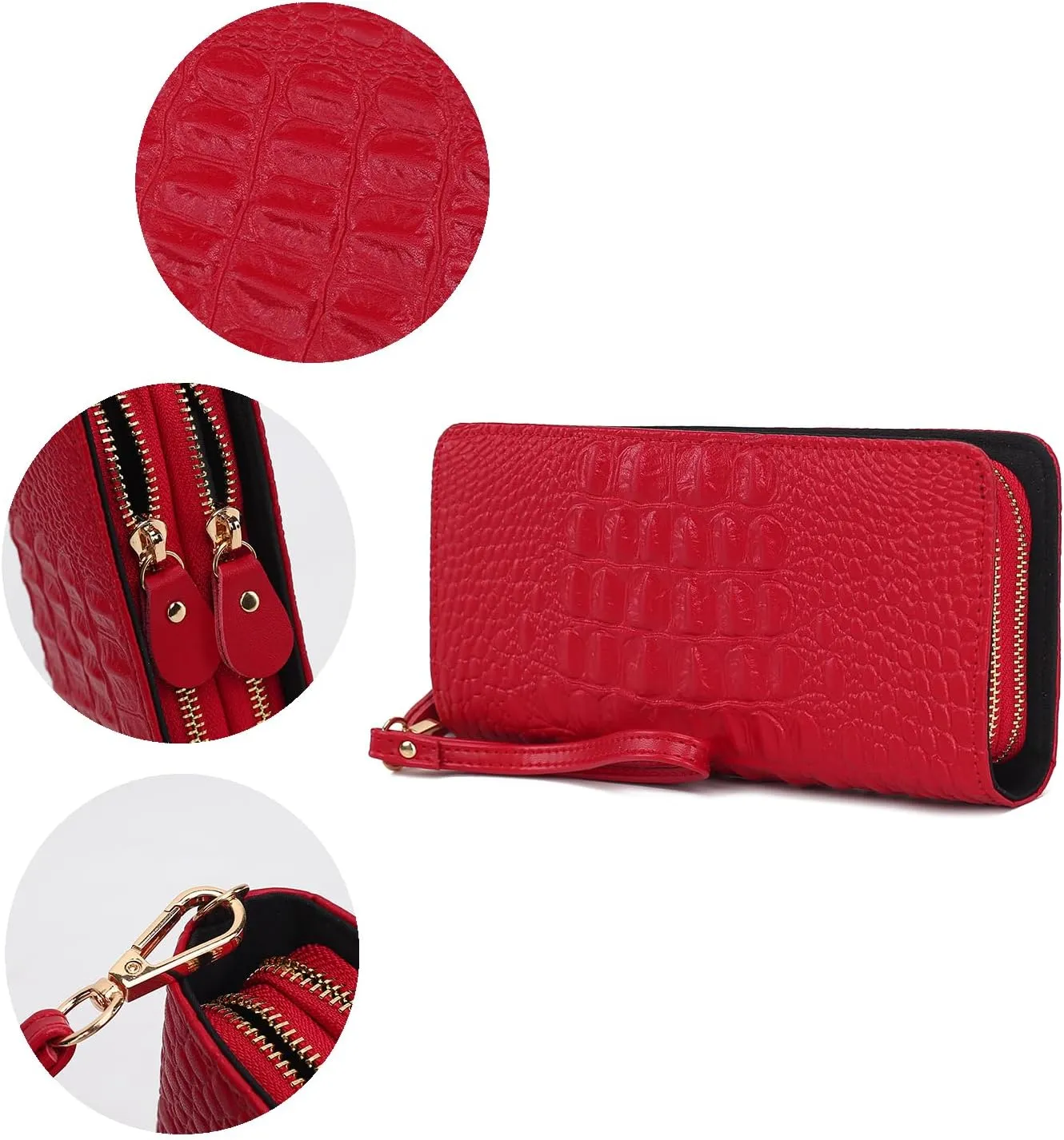 MKF Collection Wristlet Wallet for Women, Leather Crocodile Embossed Wristlet Strap with card slots Purse By Mia K