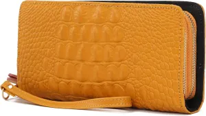 MKF Collection Wristlet Wallet for Women, Leather Crocodile Embossed Wristlet Strap with card slots Purse By Mia K