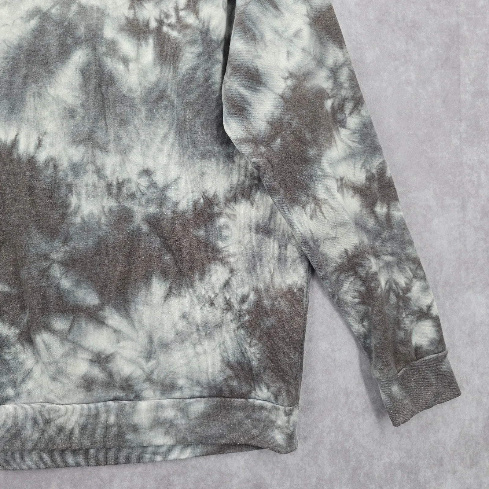 Modern Canvas Gray Tie Dye Long Sleeve Cotton Sweater Cardigan Top Medium