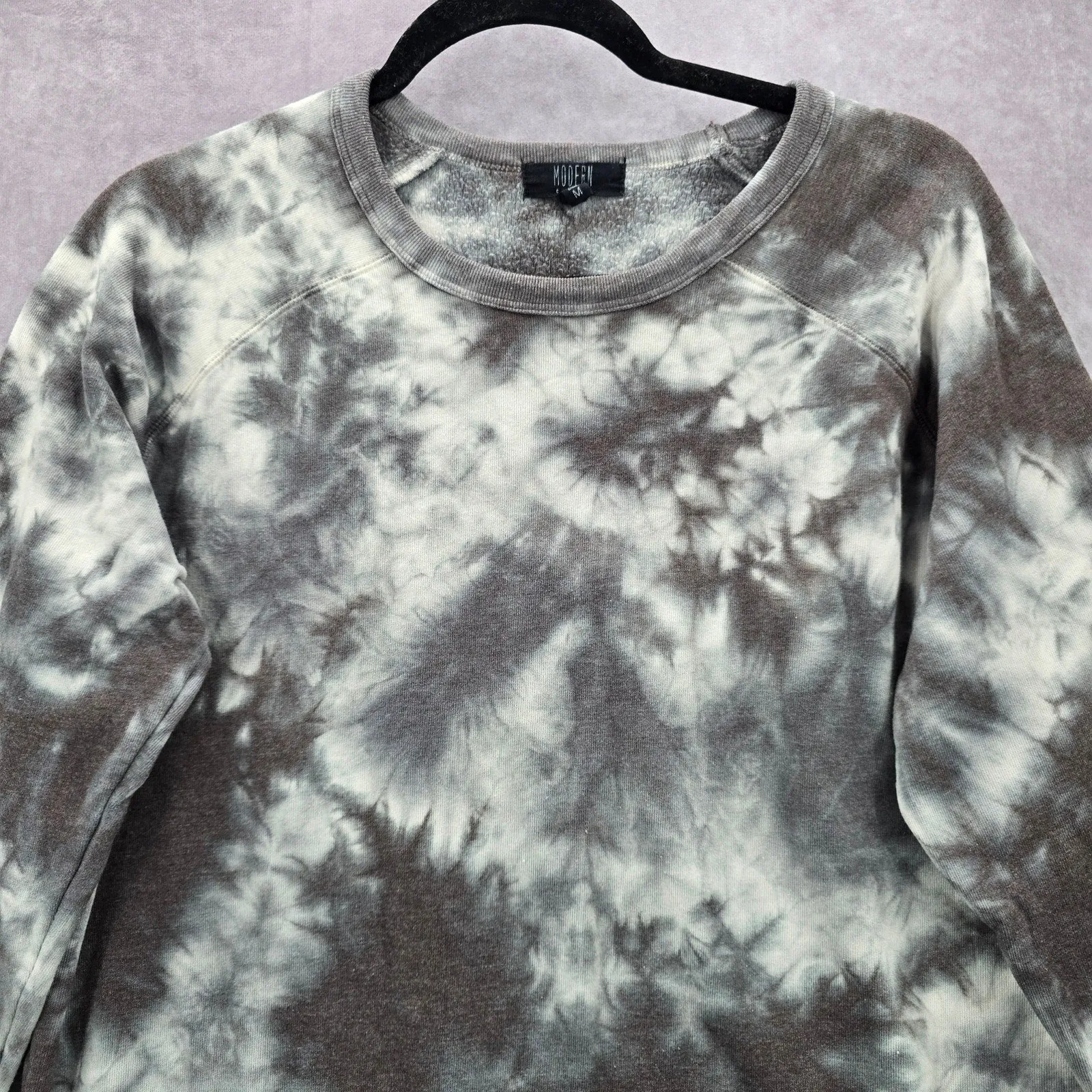 Modern Canvas Gray Tie Dye Long Sleeve Cotton Sweater Cardigan Top Medium
