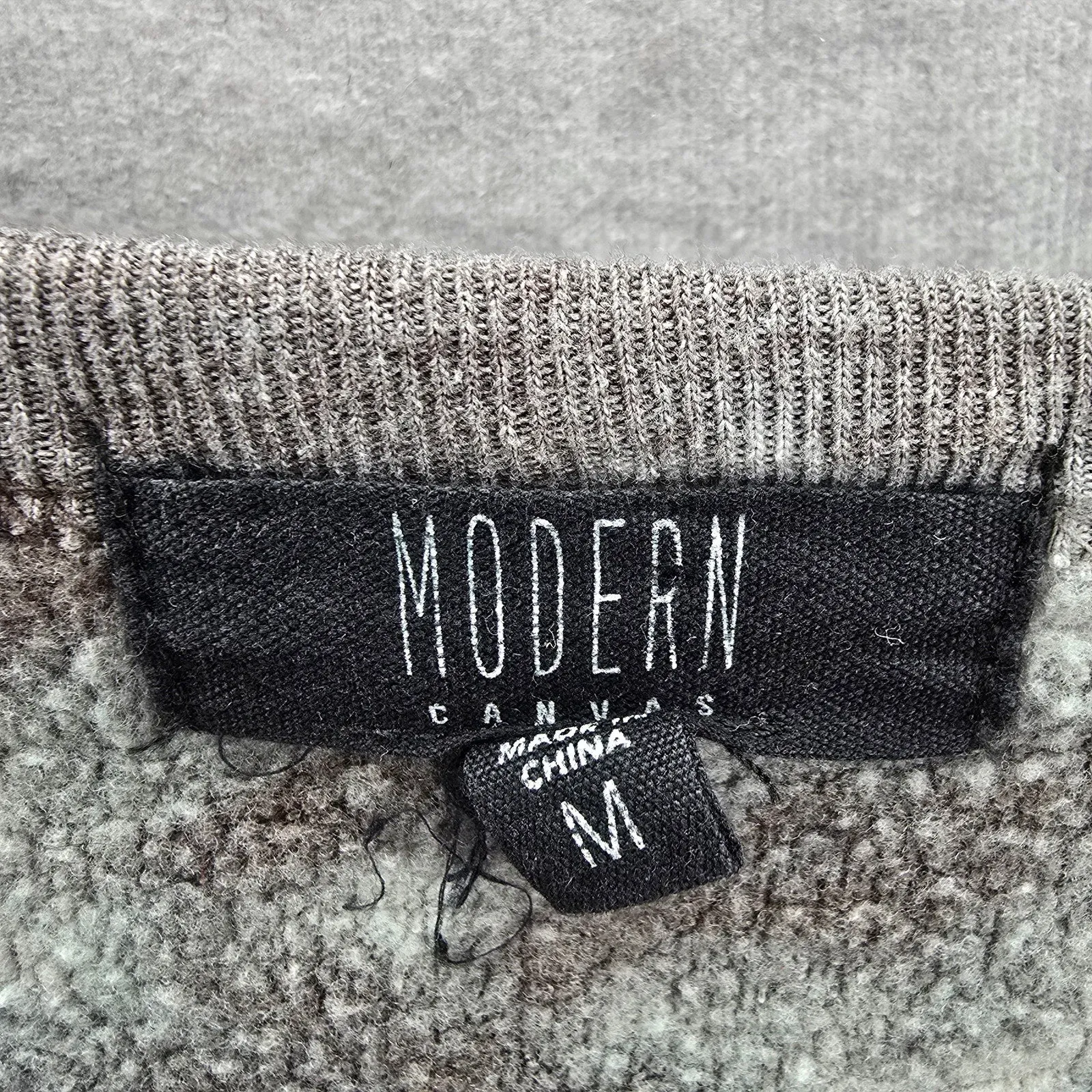 Modern Canvas Gray Tie Dye Long Sleeve Cotton Sweater Cardigan Top Medium