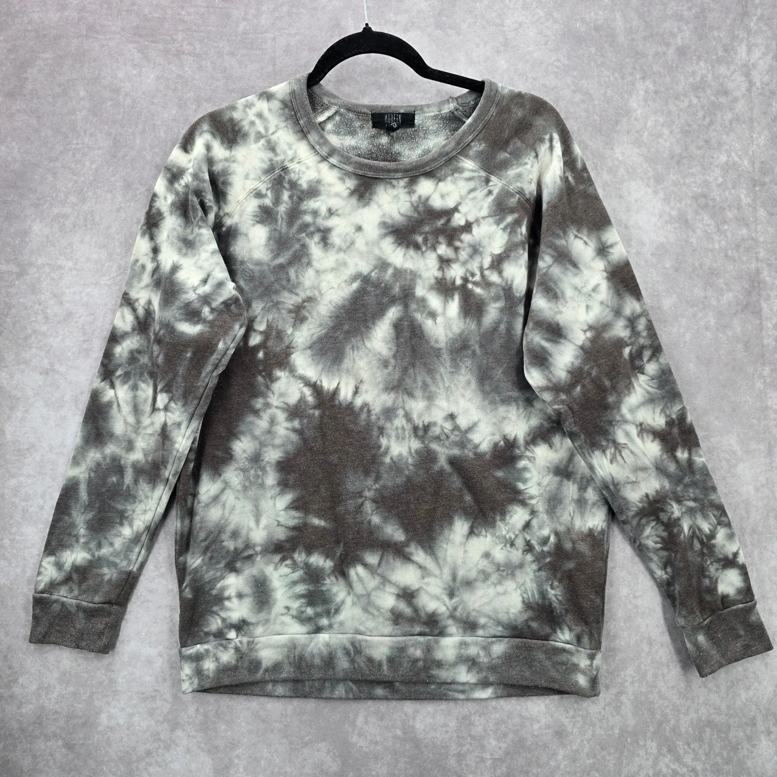 Modern Canvas Gray Tie Dye Long Sleeve Cotton Sweater Cardigan Top Medium