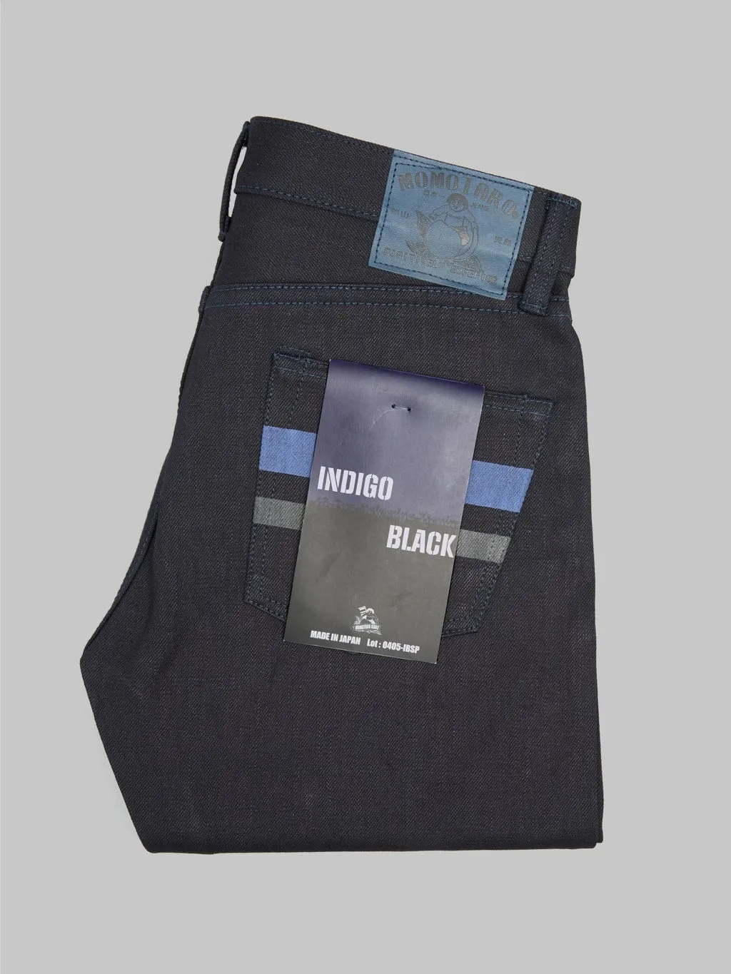 Momotaro 0405-IBSP 15.7oz Indigo X Black High Tapered Jeans