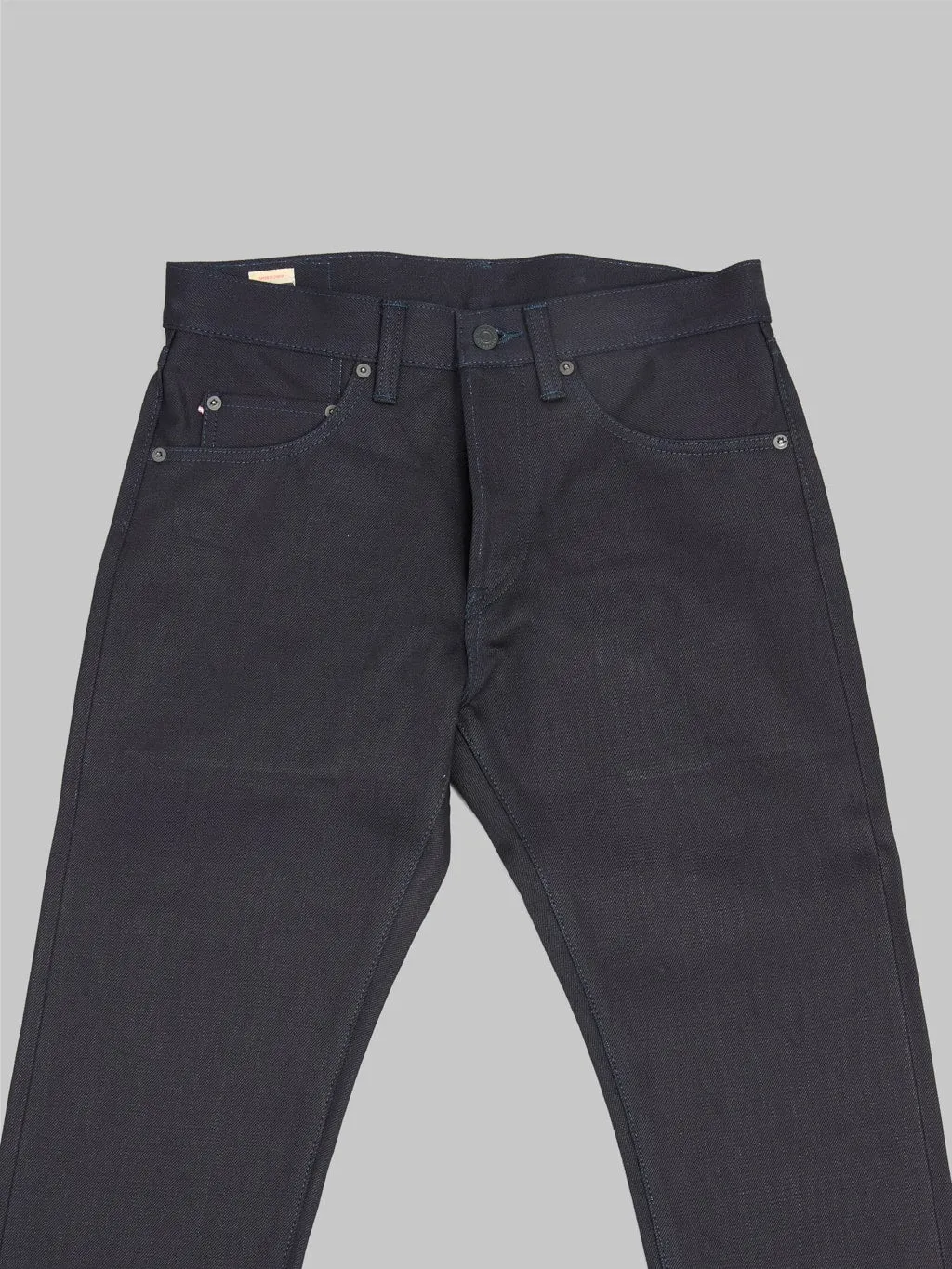 Momotaro 0405-IBSP 15.7oz Indigo X Black High Tapered Jeans