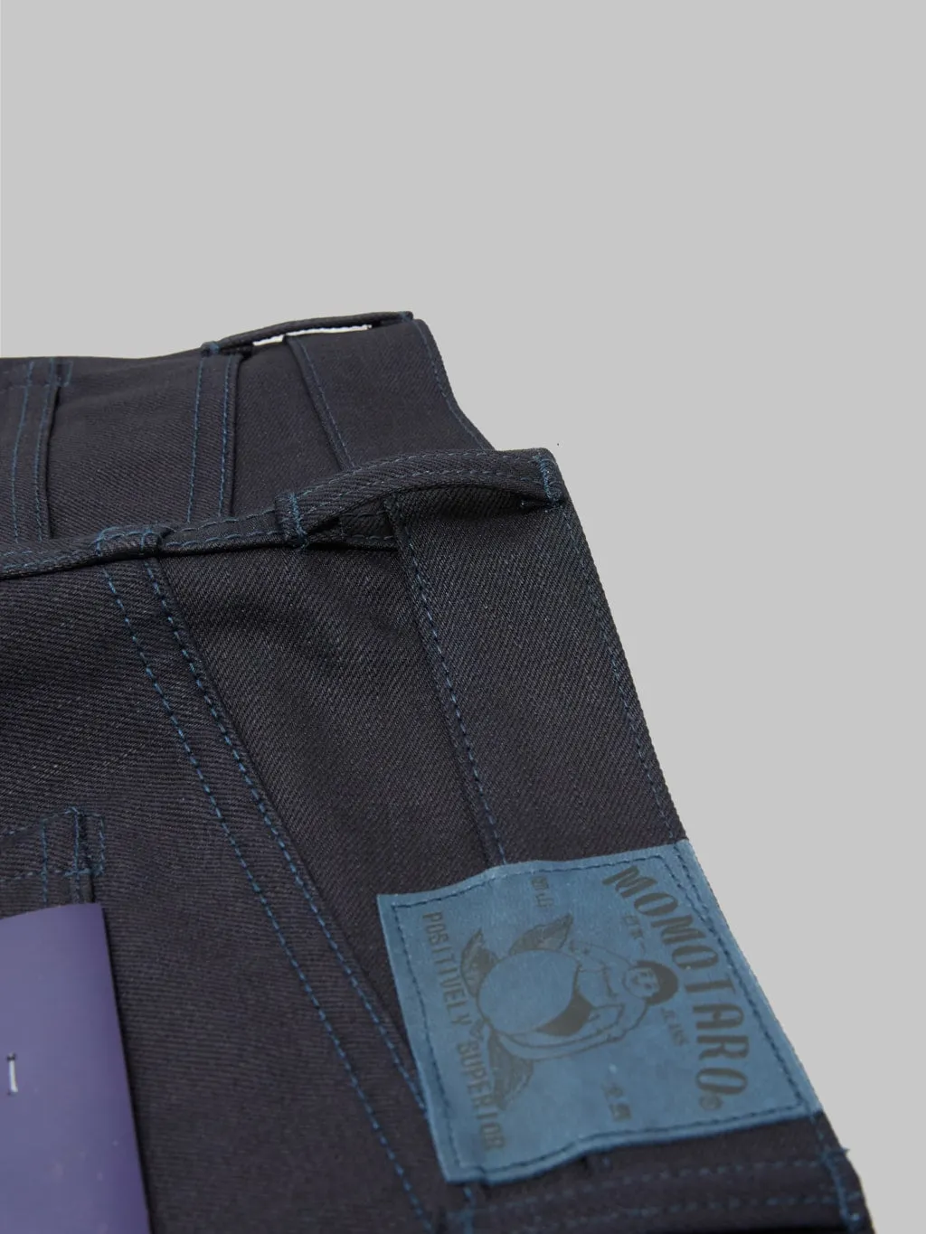 Momotaro 0405-IBSP 15.7oz Indigo X Black High Tapered Jeans