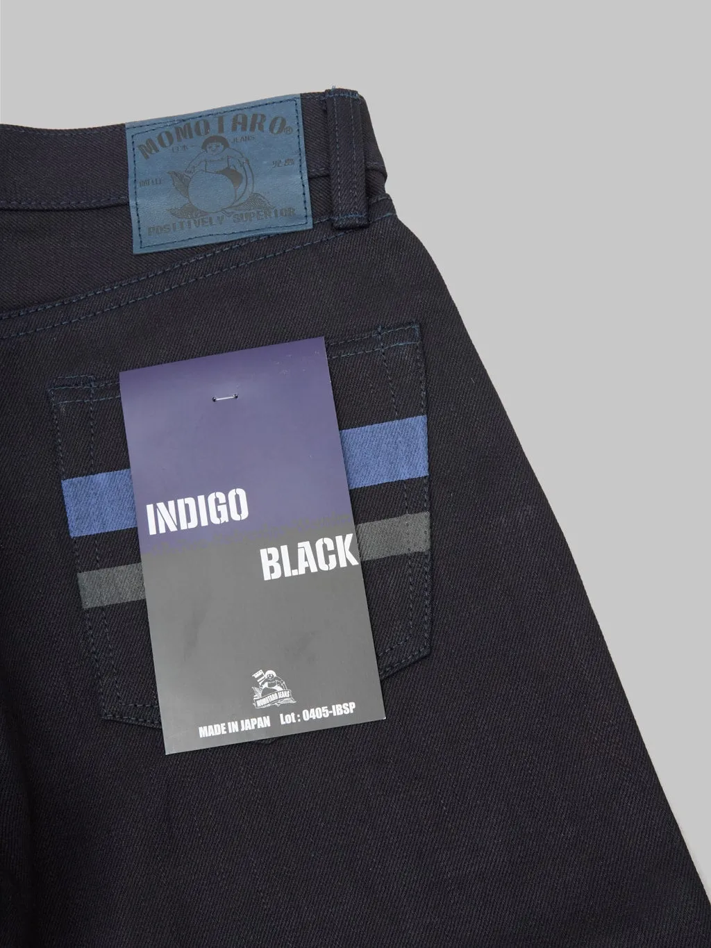 Momotaro 0405-IBSP 15.7oz Indigo X Black High Tapered Jeans
