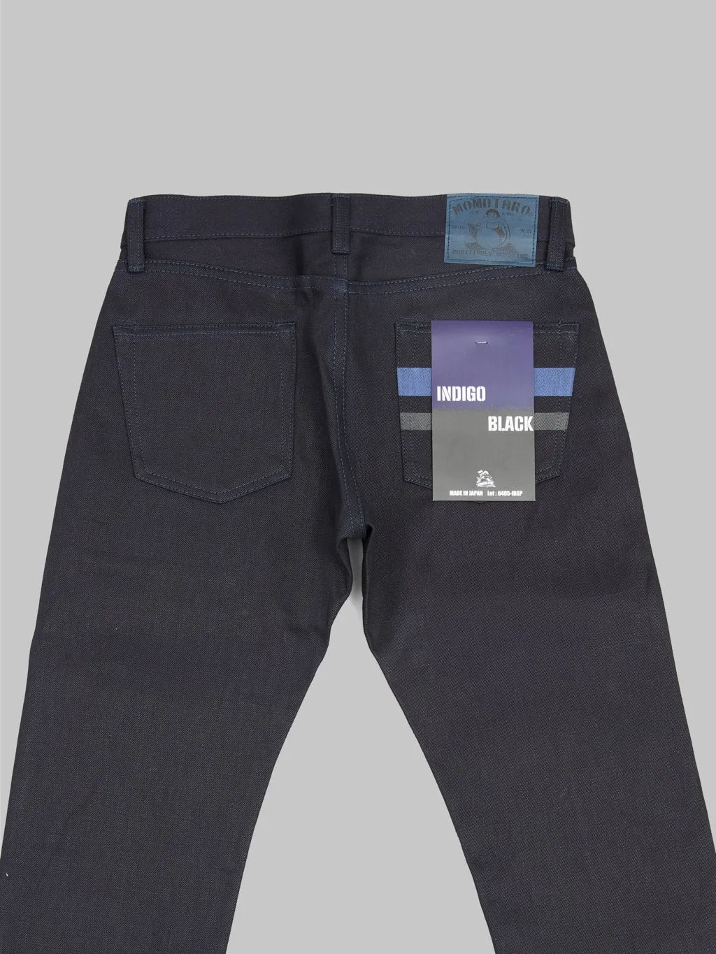 Momotaro 0405-IBSP 15.7oz Indigo X Black High Tapered Jeans