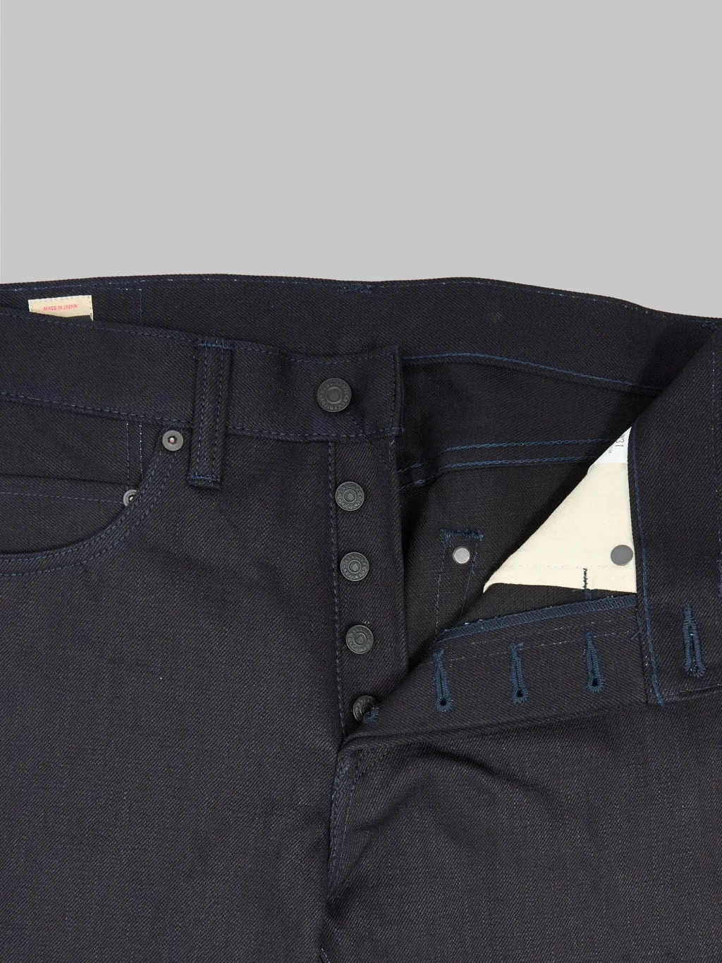 Momotaro 0405-IBSP 15.7oz Indigo X Black High Tapered Jeans
