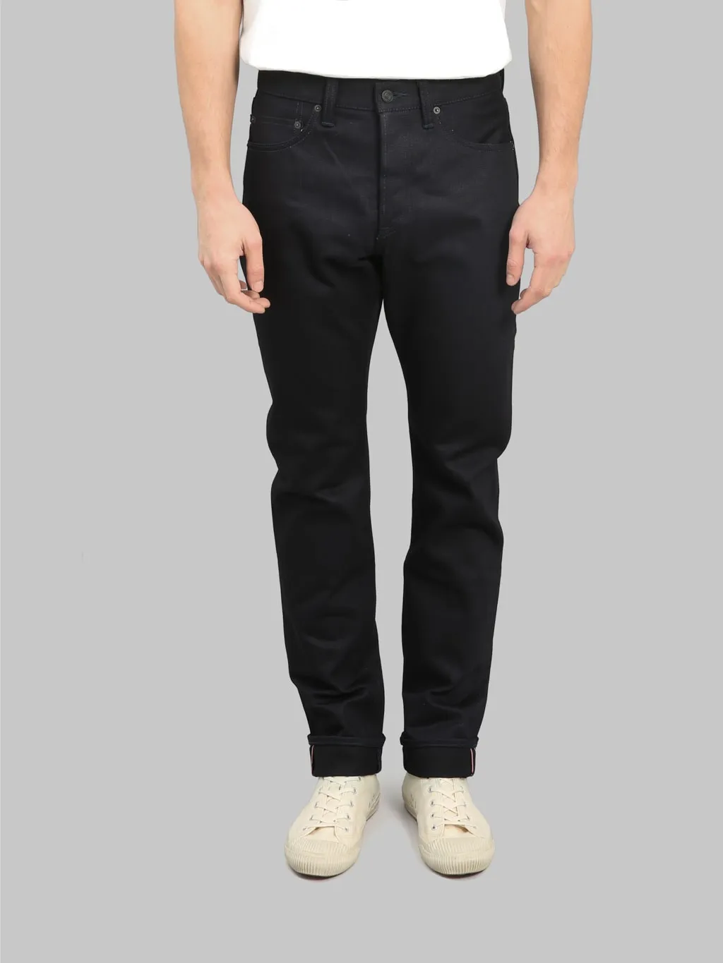 Momotaro 0605-IBSP 15.7oz Indigo X Black Natural Tapered Jeans