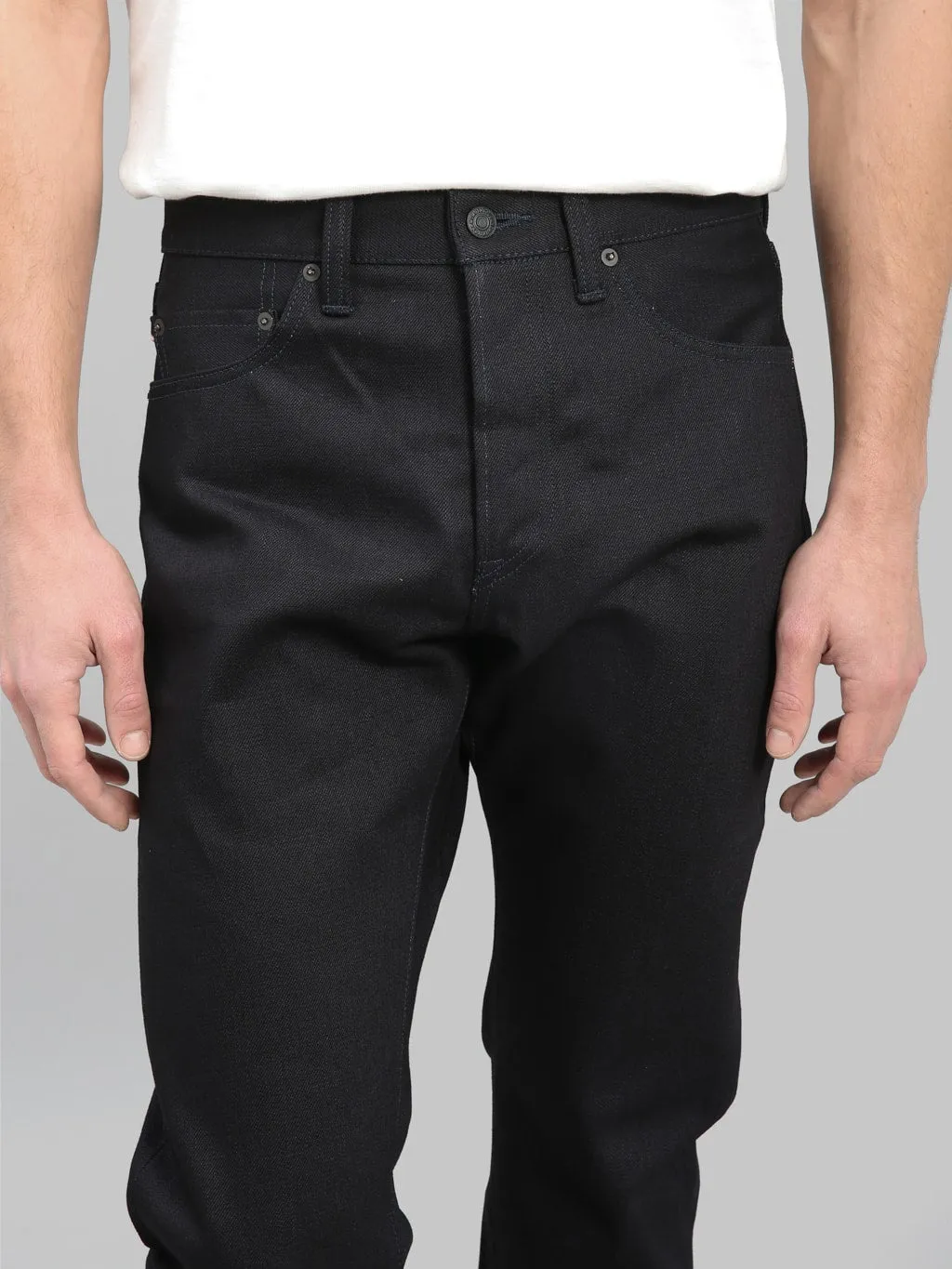 Momotaro 0605-IBSP 15.7oz Indigo X Black Natural Tapered Jeans
