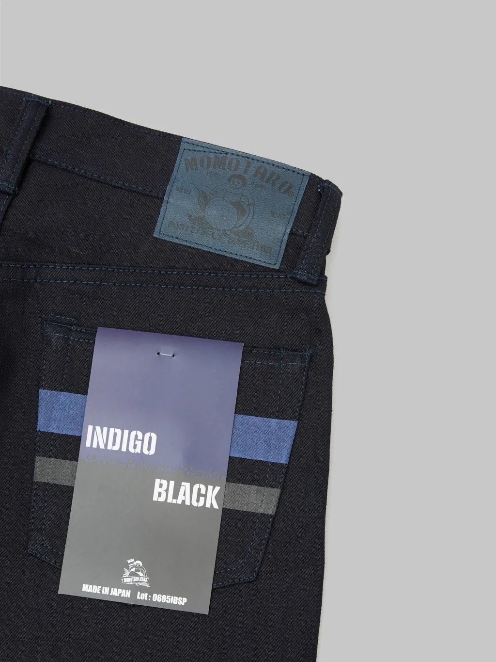 Momotaro 0605-IBSP 15.7oz Indigo X Black Natural Tapered Jeans