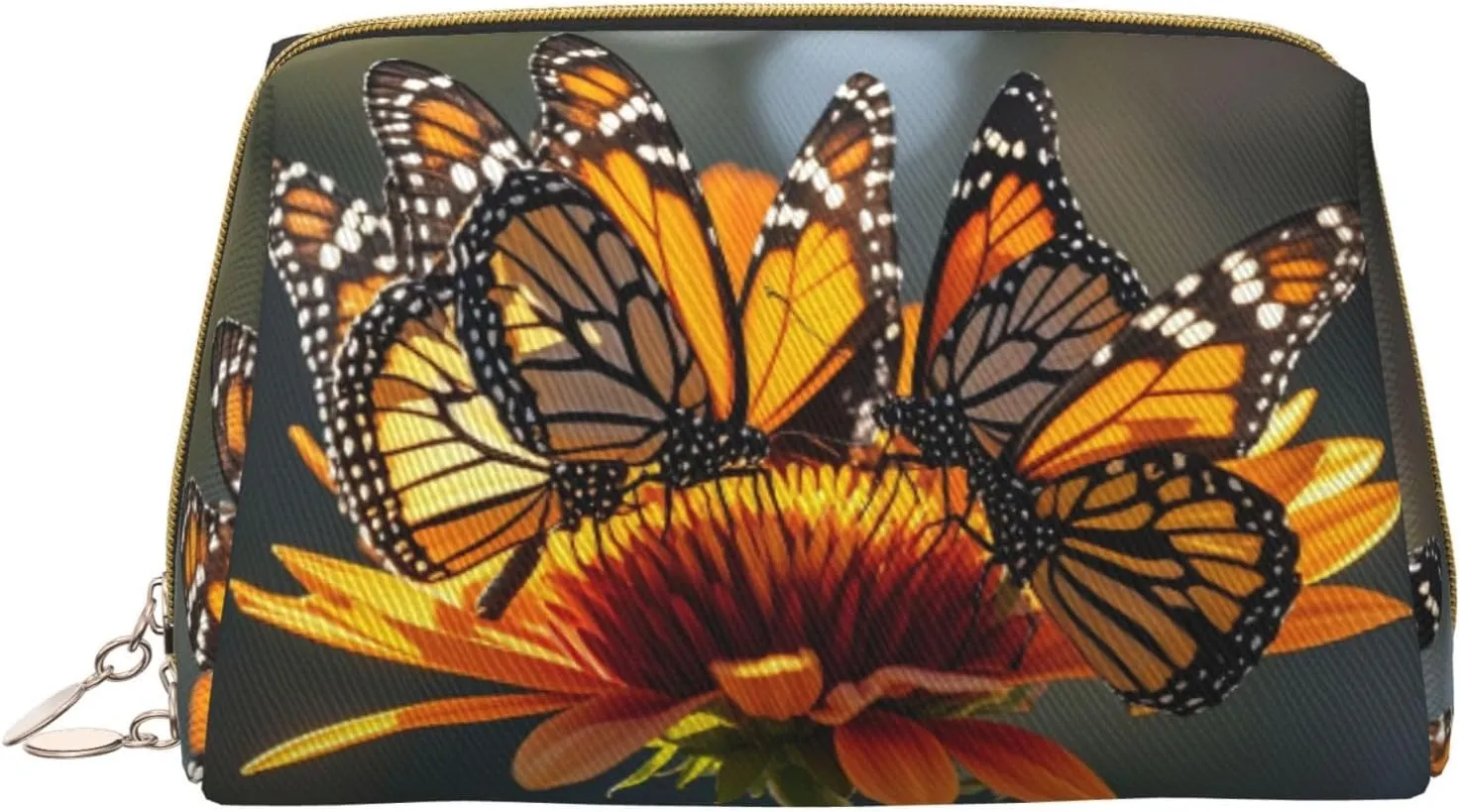 Monarch Monarchs Print Cute Small Makeup Bag, Leather Cosmetic Bags for Purse Women Gifts Make Up Organizer Travelling