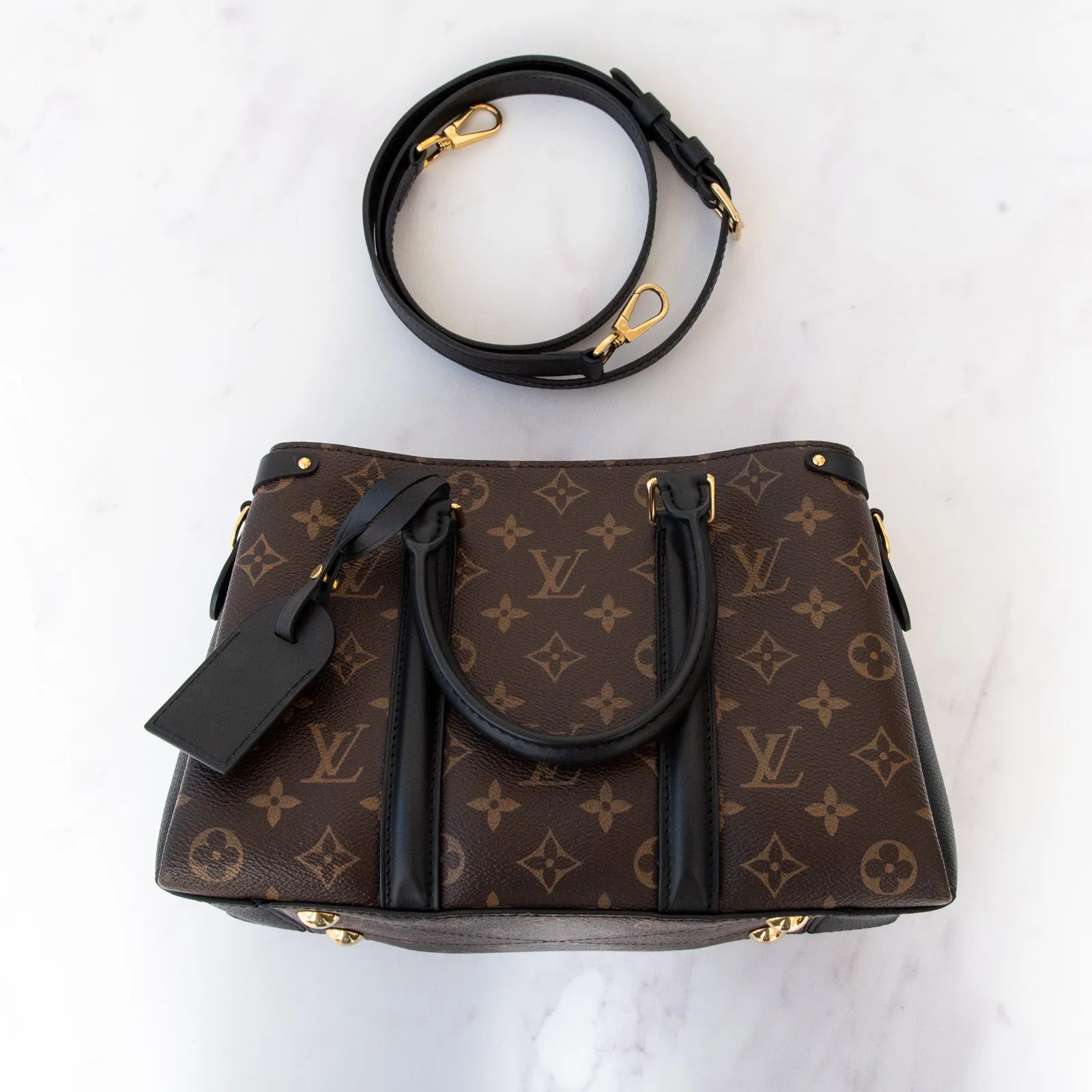 Monogram Soufflot Louis Black Contemporary  Bag Vuitton BB Sleek