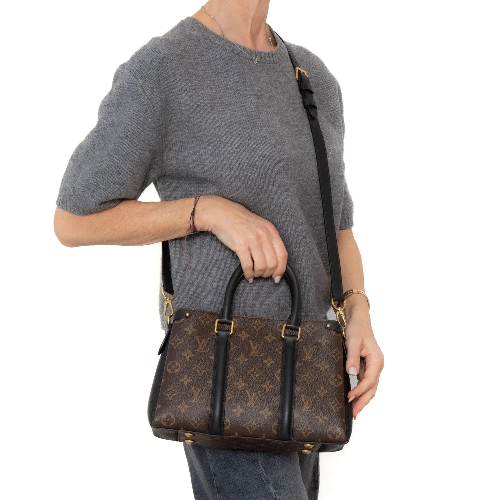 Monogram Soufflot Louis Black Contemporary  Bag Vuitton BB Sleek