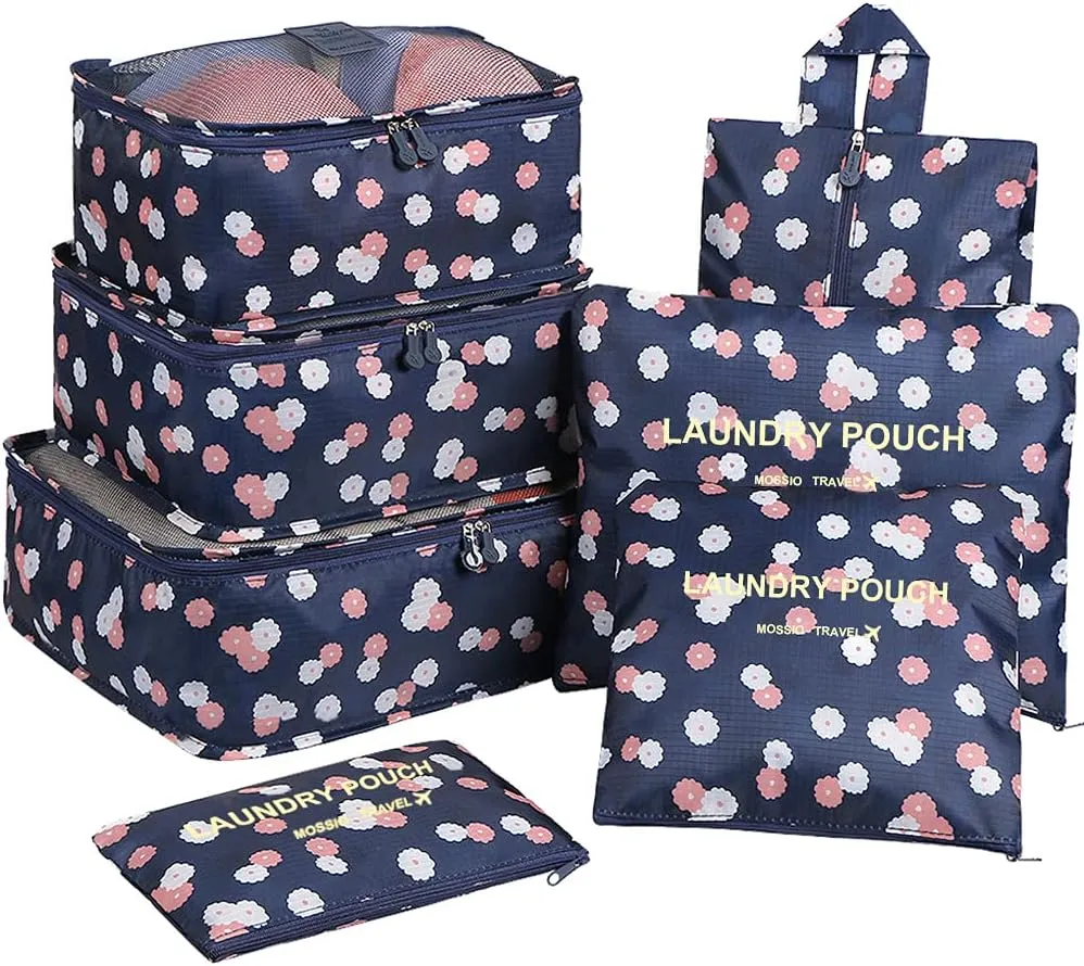 Mossio 7 Set Packing Cubes with Shoe Bag - Travel Carry On Luggage Organizer