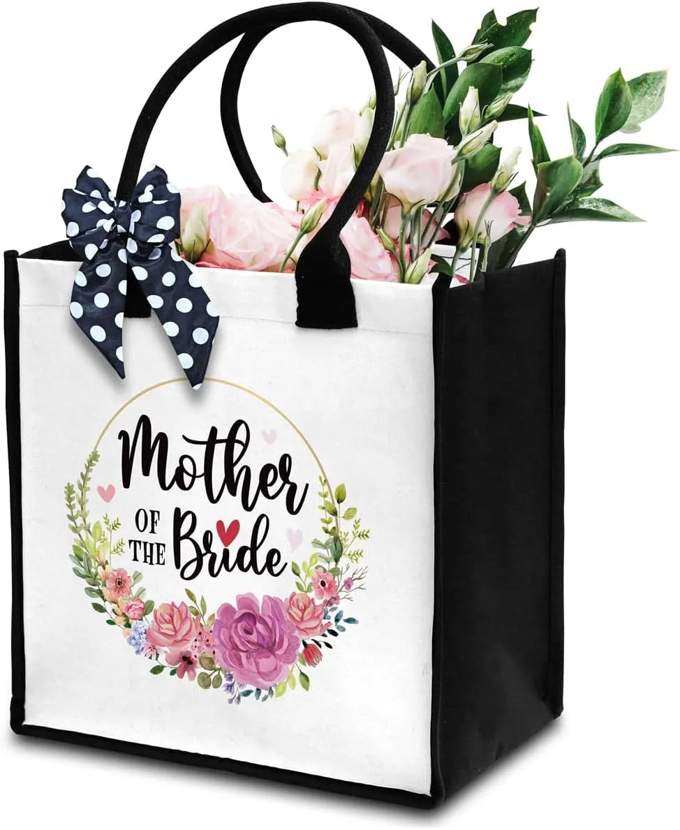 Mother Of The Bride Tote Bag For Women, Canvas Tote Bag For Wedding Bachelorette Party, Beach Bag Gifts For Bridal Shower Wedding Friends -43