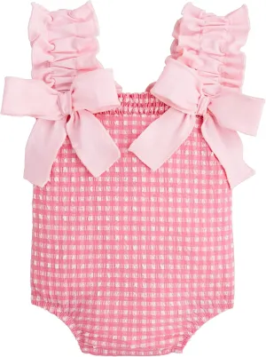Mud Pie Baby Girl's Children's Pink Crinkle Check 1Pc 9-12M