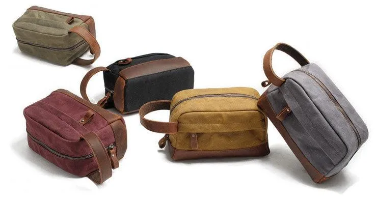 Multifunction Canvas and Leather Handy Sling Hand Pouch - Green