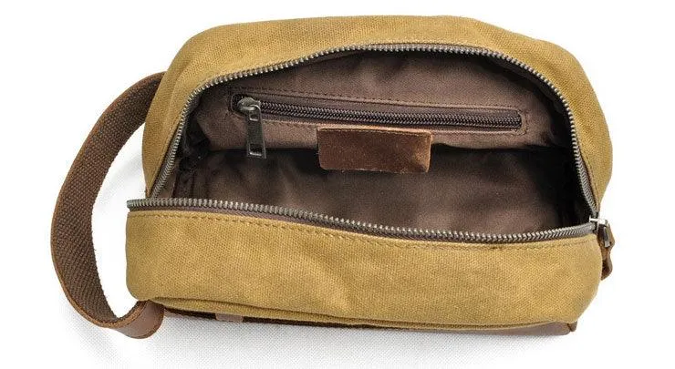 Multifunction Canvas and Leather Handy Sling Hand Pouch - Green