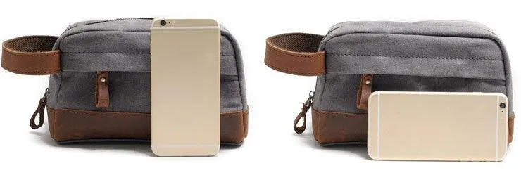 Multifunction Canvas and Leather Handy Sling Hand Pouch - Green