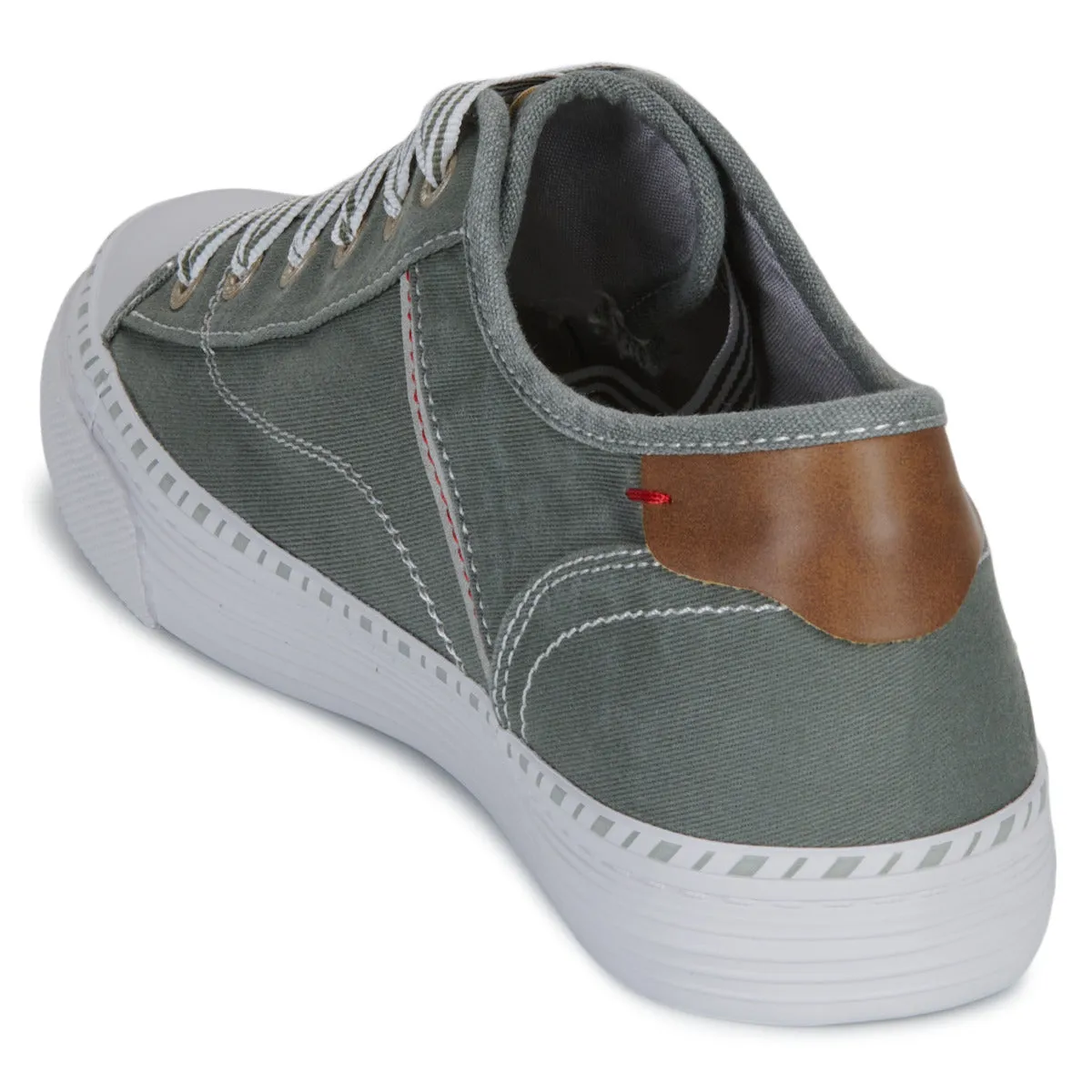 Mustang Alaska 1376-303-72 Women's Lace Up Low Profile Canvas Trainer Green/Grey