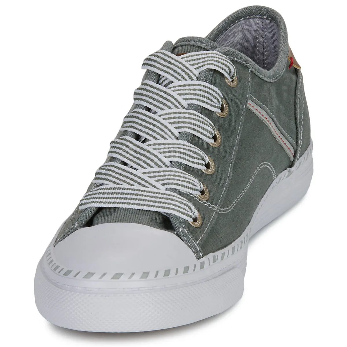 Mustang Alaska 1376-303-72 Women's Lace Up Low Profile Canvas Trainer Green/Grey