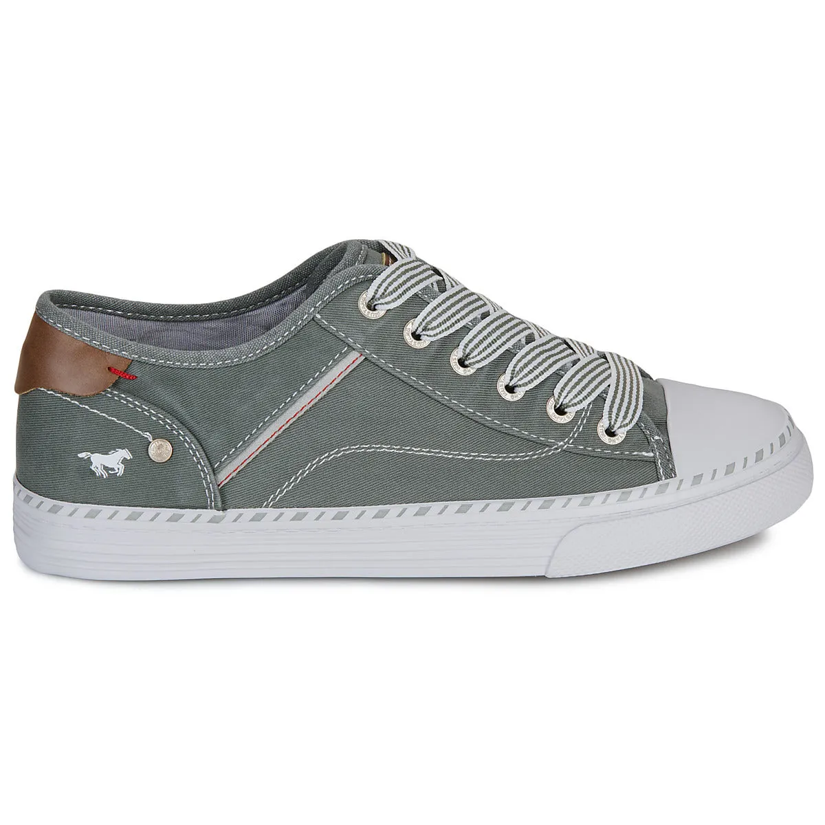 Mustang Alaska 1376-303-72 Women's Lace Up Low Profile Canvas Trainer Green/Grey