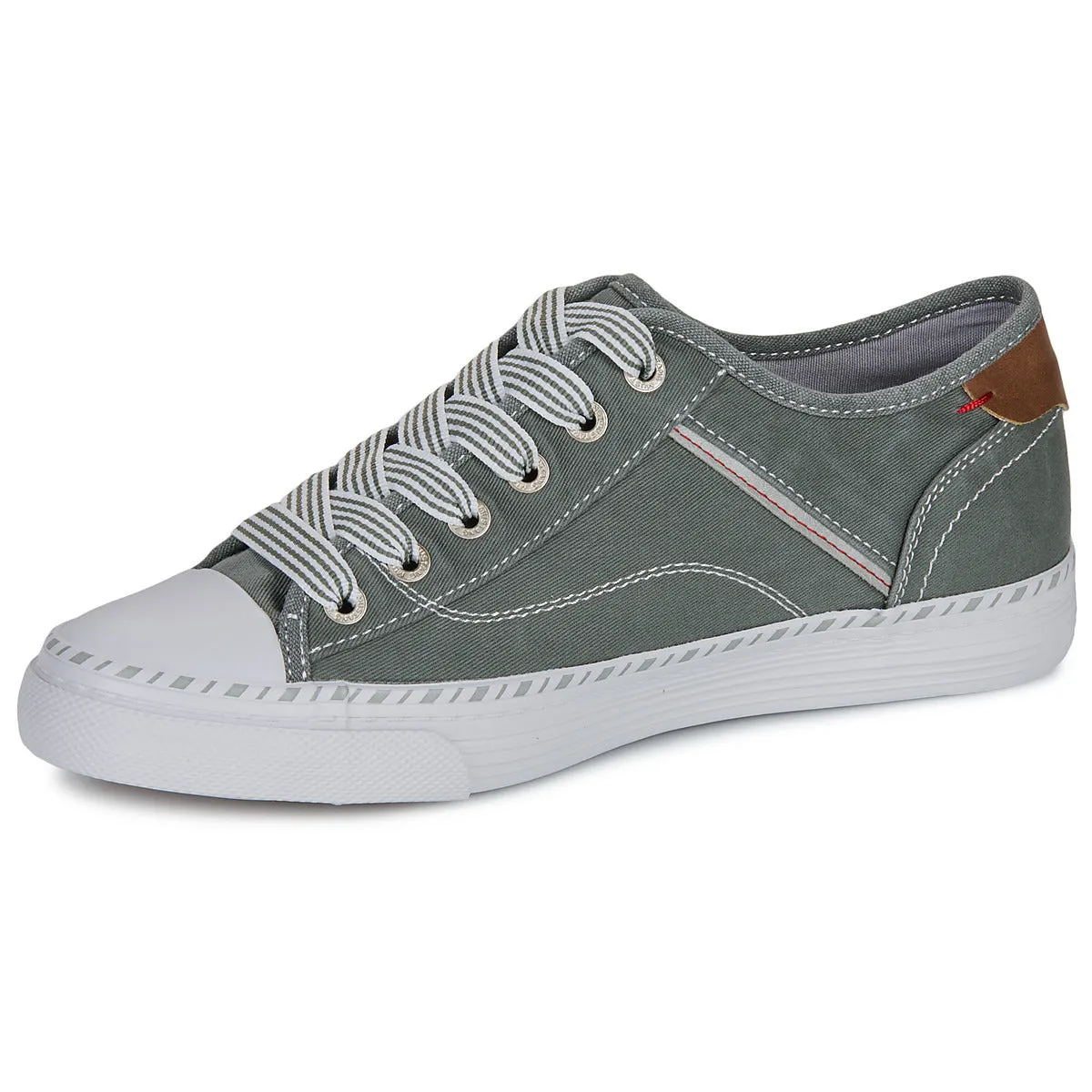 Mustang Alaska 1376-303-72 Women's Lace Up Low Profile Canvas Trainer Green/Grey