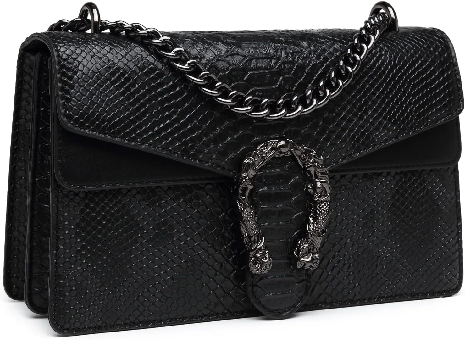 MYHOZEE Crossbody Bags for Women - Snake Printed Clutch Purses Leather Chain Shoulder Bags Evening Handbags