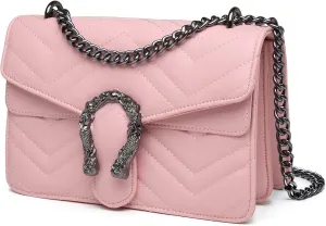 MYHOZEE Crossbody Bags for Women - Snake Printed Clutch Purses Leather Chain Shoulder Bags Evening Handbags
