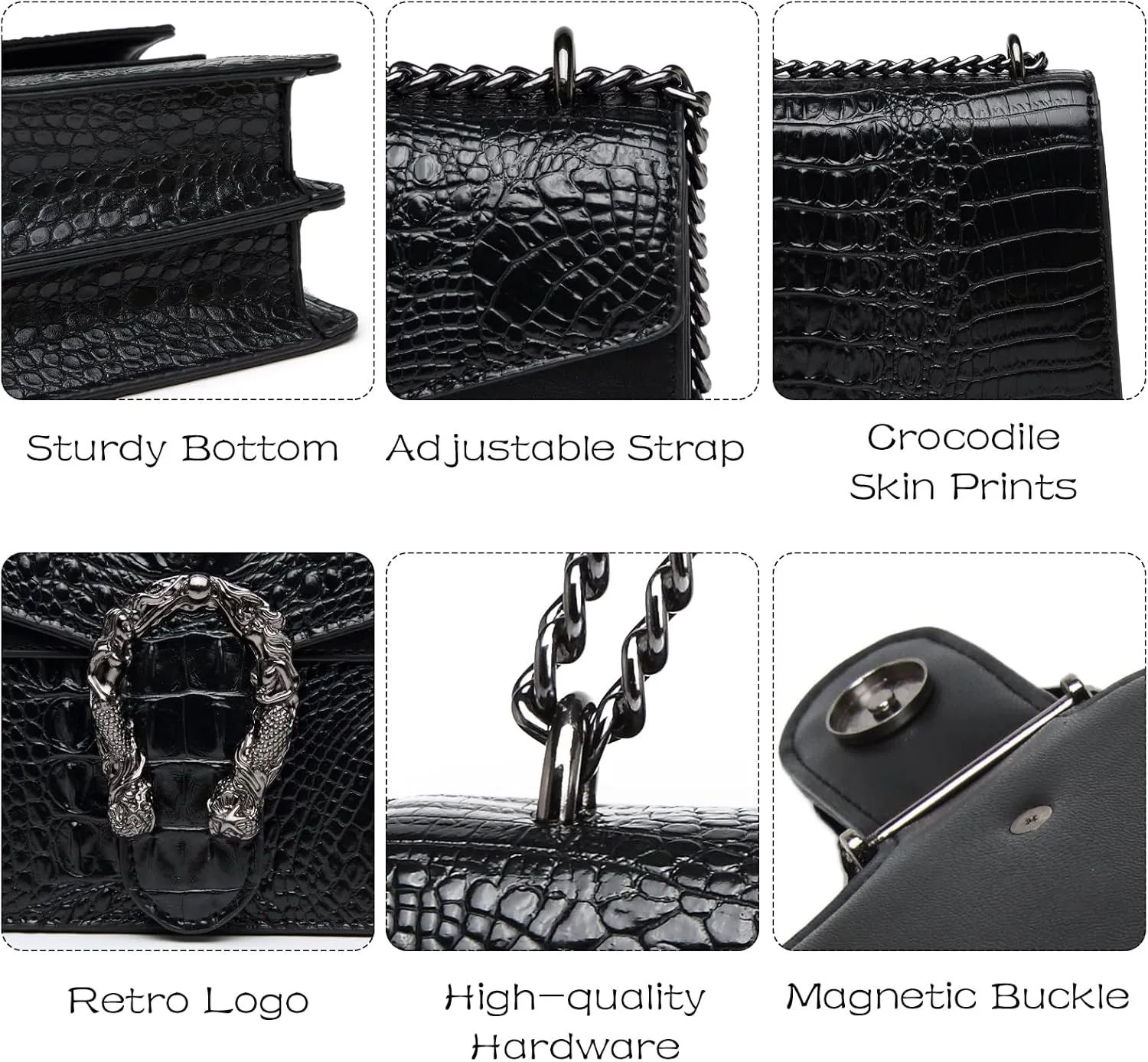 MYHOZEE Crossbody Bags for Women - Snake Printed Clutch Purses Leather Chain Shoulder Bags Evening Handbags
