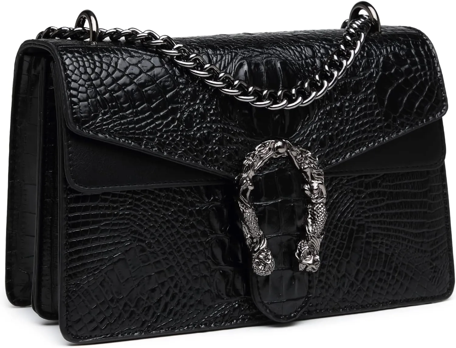 MYHOZEE Crossbody Bags for Women - Snake Printed Clutch Purses Leather Chain Shoulder Bags Evening Handbags