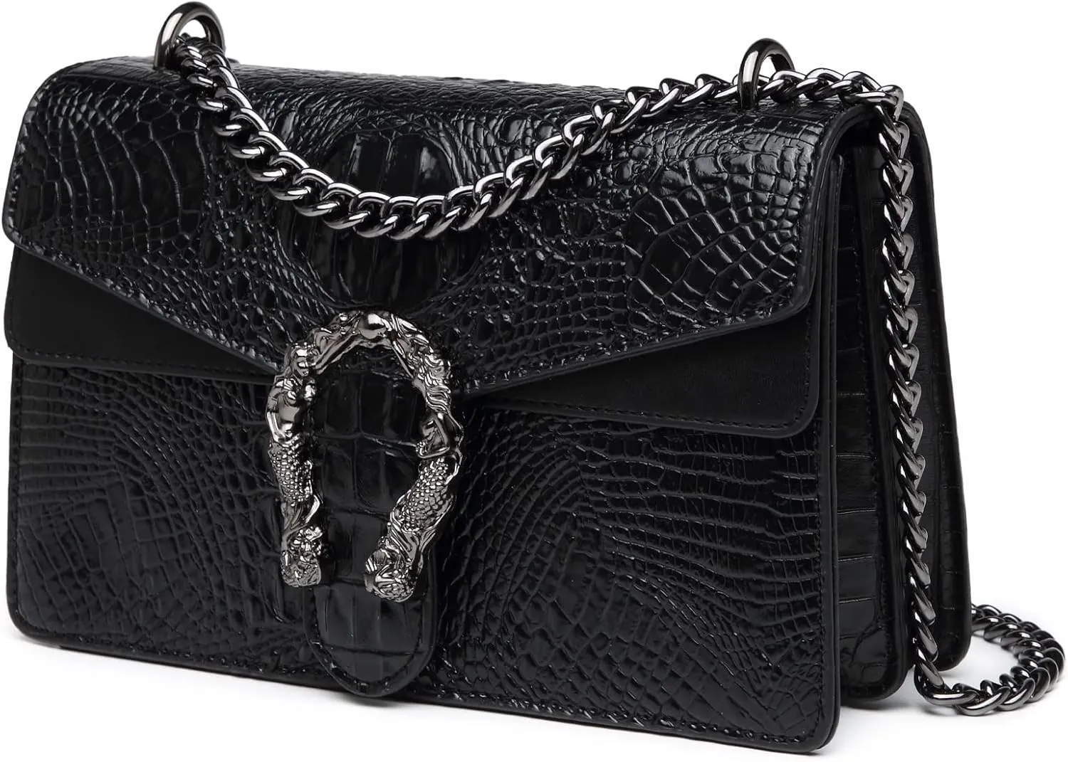 MYHOZEE Crossbody Bags for Women - Snake Printed Clutch Purses Leather Chain Shoulder Bags Evening Handbags