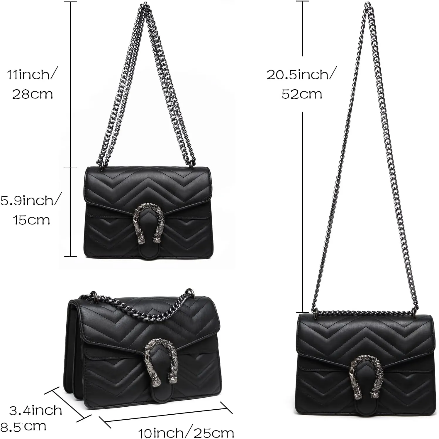 MYHOZEE Crossbody Bags for Women - Snake Printed Clutch Purses Leather Chain Shoulder Bags Evening Handbags