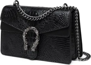 MYHOZEE Crossbody Bags for Women - Snake Printed Clutch Purses Leather Chain Shoulder Bags Evening Handbags