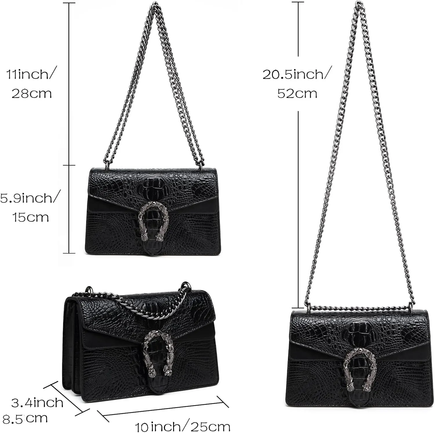 MYHOZEE Crossbody Bags for Women - Snake Printed Clutch Purses Leather Chain Shoulder Bags Evening Handbags